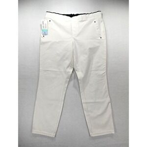 June & Daisy Womens White Smooth Twill Capri Pants Super Stretch Comfort Size‎ L